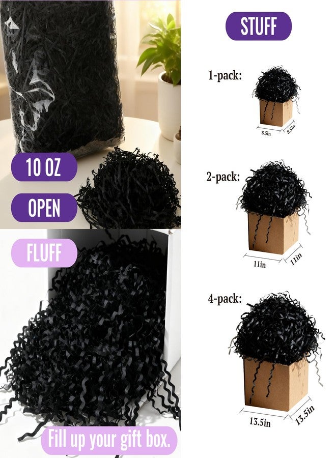 Smilco 10oz Crinkle Paper Filler - Ideal for Basket & Gift Box Filling, Christmas, Weddings, Birthdays - Crinkle Cut & Shredded Paper for Gift Wrapping & Crafts Decoration(Black) - Image 2